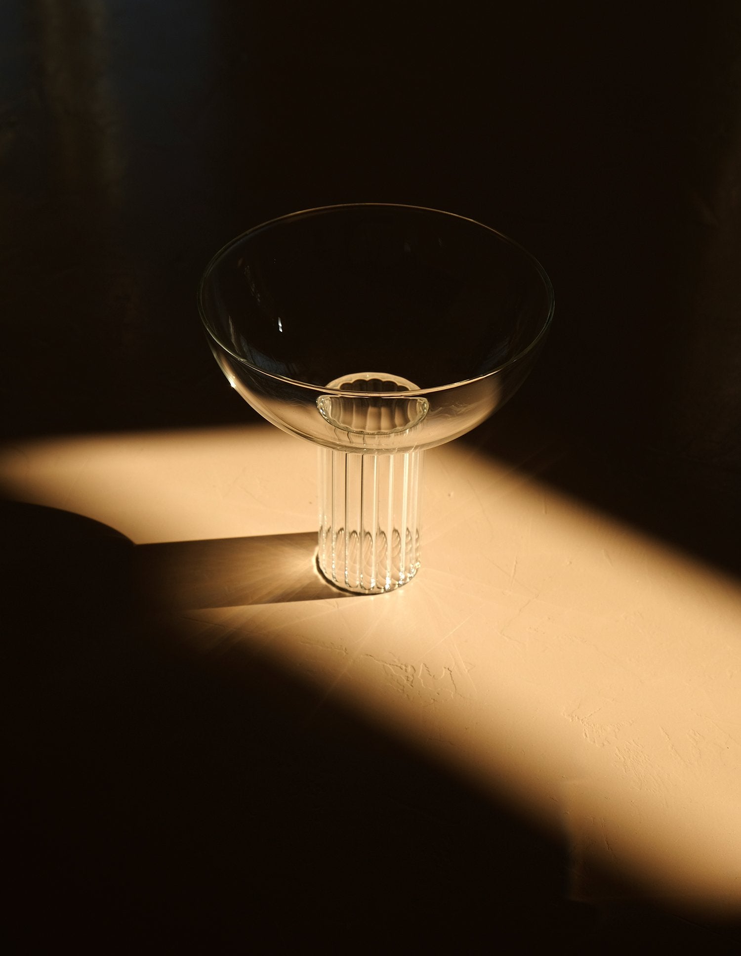 coupe glass in a sunbeam